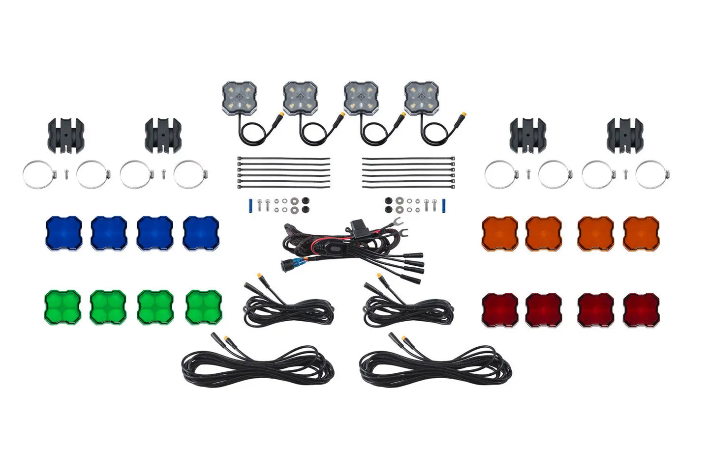Diode Dynamics Stage Series Sxs Rock Light Installed Kit White Diffused M8 (4 Pack) - DD7750