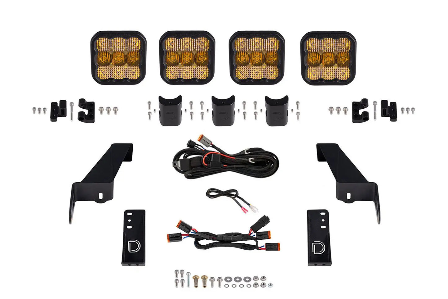 Diode Dynamics Jeep Jl Ss5 4 Pod Cross Link Grille Lightbar Kit Sport Yellow Combo - DD6827
