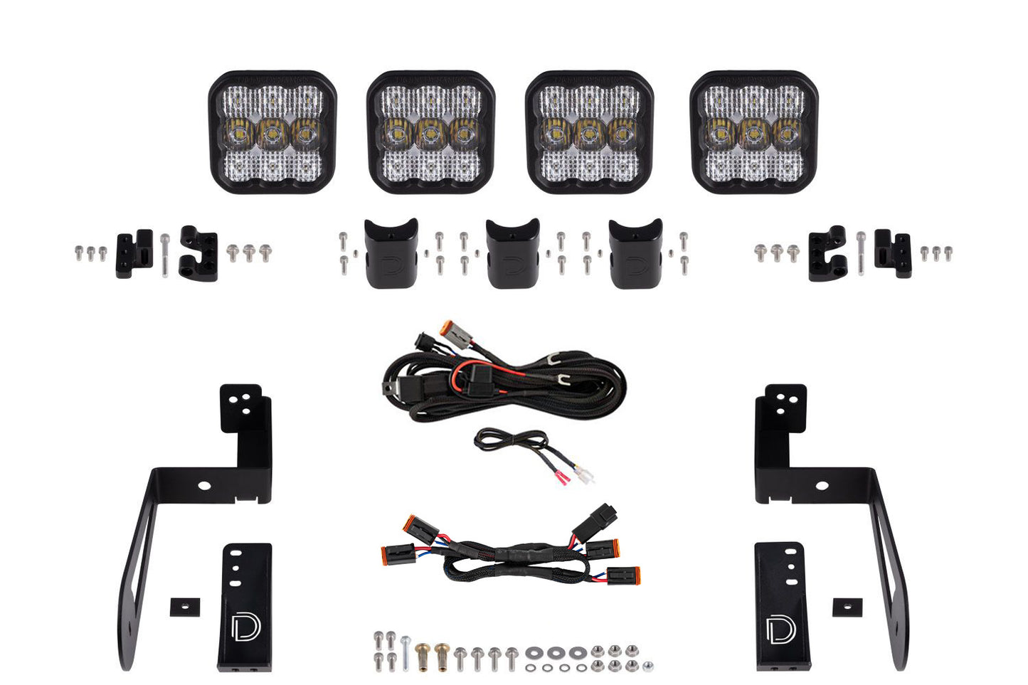 Diode Dynamics Jeep Jk Ss5 4 Pod Cross Link Grille Lightbar Kit Sport White Combo - DD7229