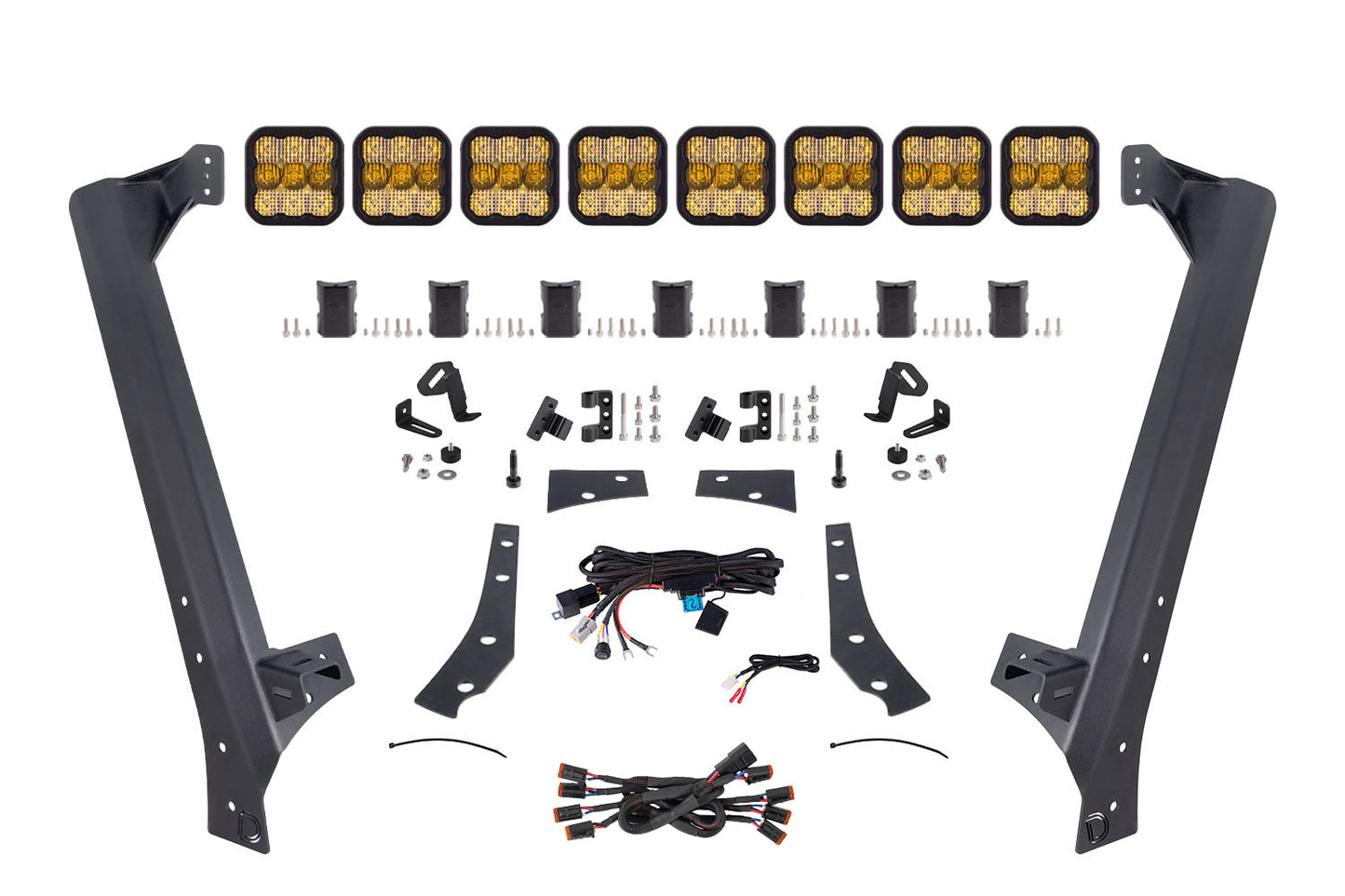 Diode Dynamics Jeep Jk Ss5 Pro Cross Link Windshield Yellow Combo Lightbar Kit - DD7267