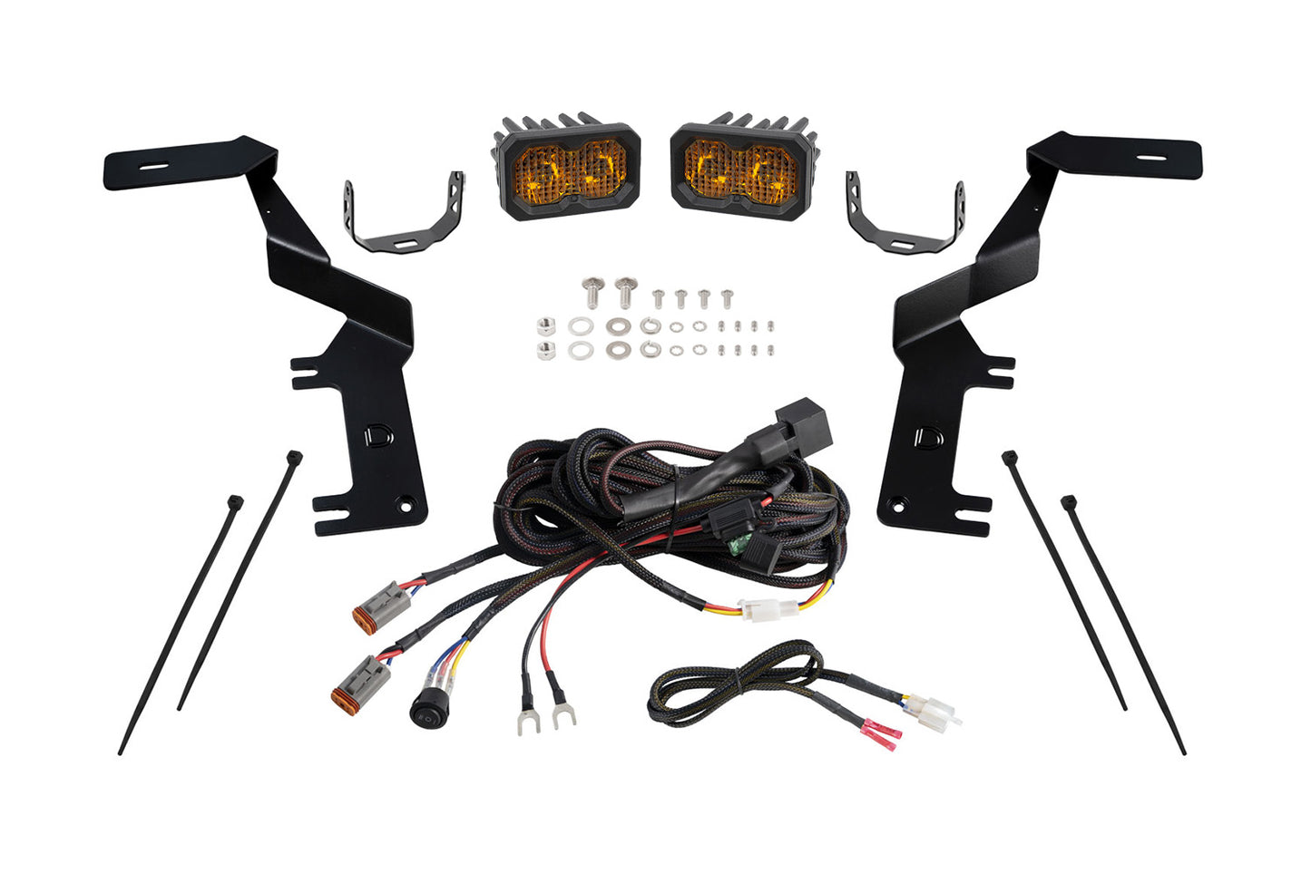 Diode Dynamics Stage Series Ditch Light Kit For 2017 2022 Ford Super Duty C2 2.0 Pro Yellow Combo - DD7555