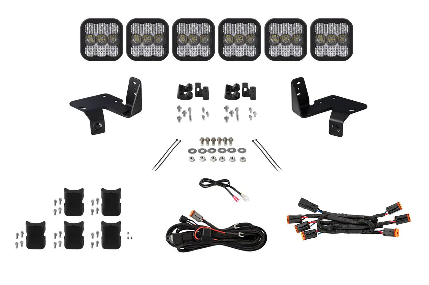 Diode Dynamics Ss5 6 Pod Cross Link Grille Lightbar Kit For 2020 2022 Super Duty Sport White Combo - DD7571