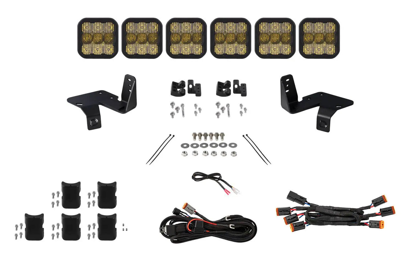 Diode Dynamics Ss5 6 Pod Cross Link Grille Lightbar Kit For 2020 2022 Super Duty Sport Yellow Combo - DD7572