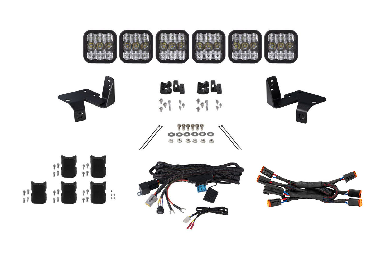 Diode Dynamics Ss5 6 Pod Cross Link Grille Lightbar Kit For 2020 2022 Super Duty Pro White Combo - DD7573