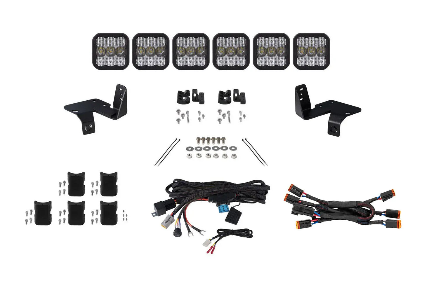 Diode Dynamics Ss5 6 Pod Cross Link Grille Lightbar Kit For 2020 2022 Super Duty Pro White Combo - DD7573