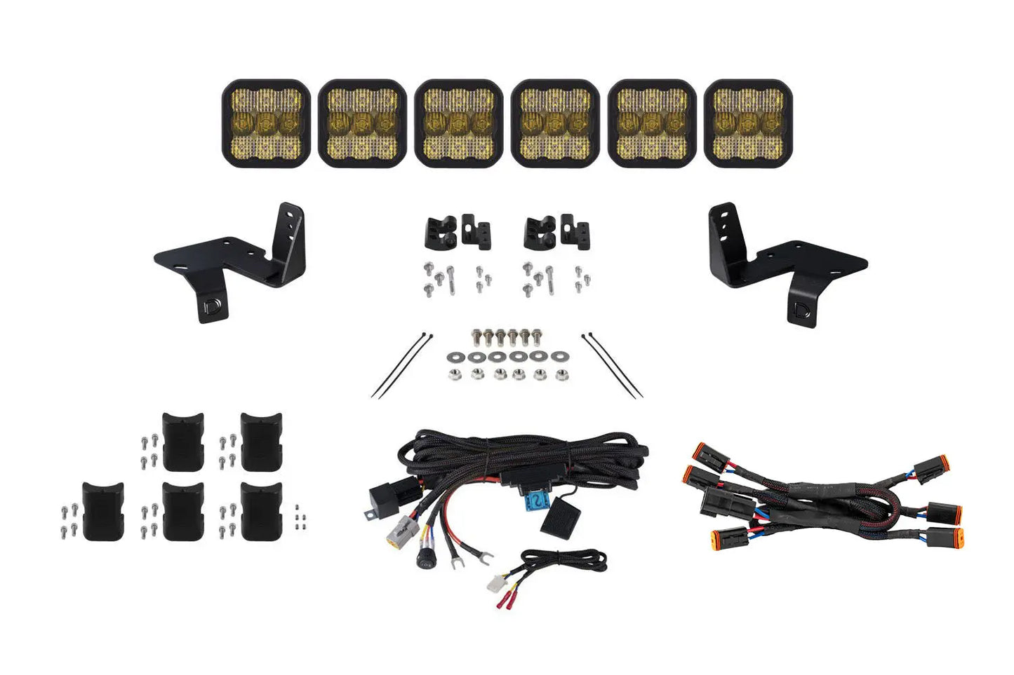 Diode Dynamics Ss5 6 Pod Cross Link Grille Lightbar Kit For 2020 2022 Super Duty Pro Yellow Combo - DD7574
