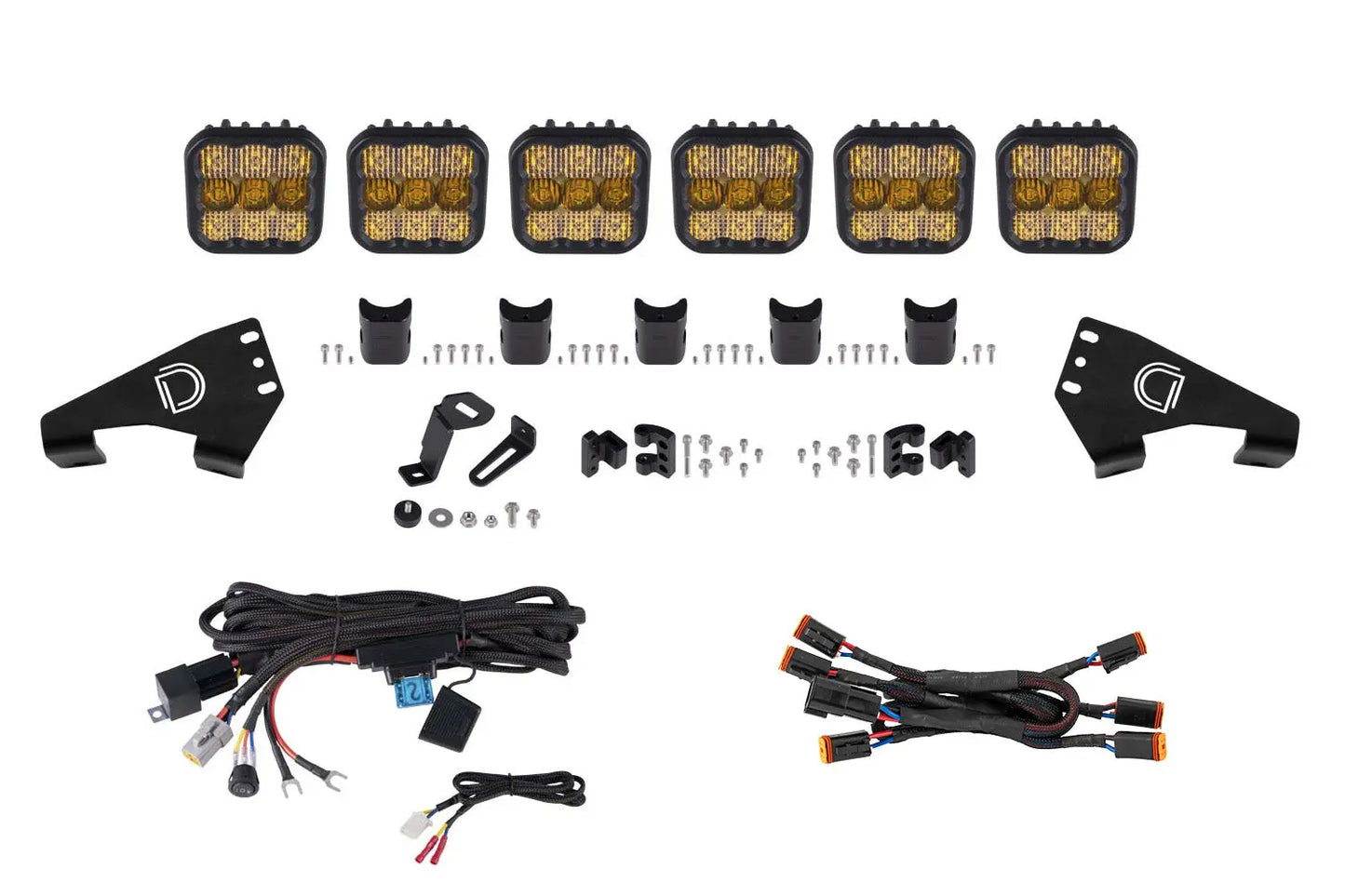 Diode Dynamics Polaris Rzr Ss5 Pro Cross Link Roof Yellow Combo Lightbar Kit - DD7633