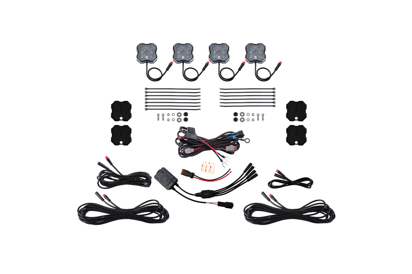 Diode Dynamics Rgbw Rock Light Installer Magnet Mount Kit W/Controller (4 Pack) - DD7741C