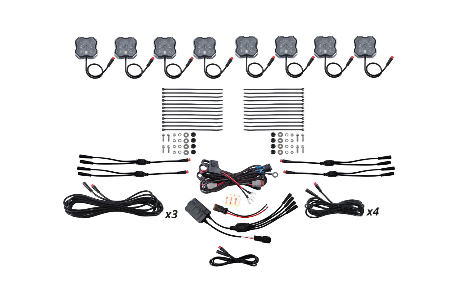 Diode Dynamics Rgbw Rock Light Installer Kit W/Controller (8 Pack) - DD7744C