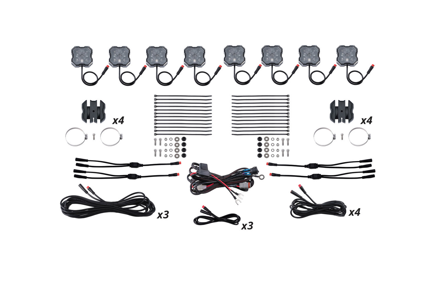 Diode Dynamics Stage Series Sxs Rock Light Installer Kit Rgbw M8 (8 Pack) - DD7753