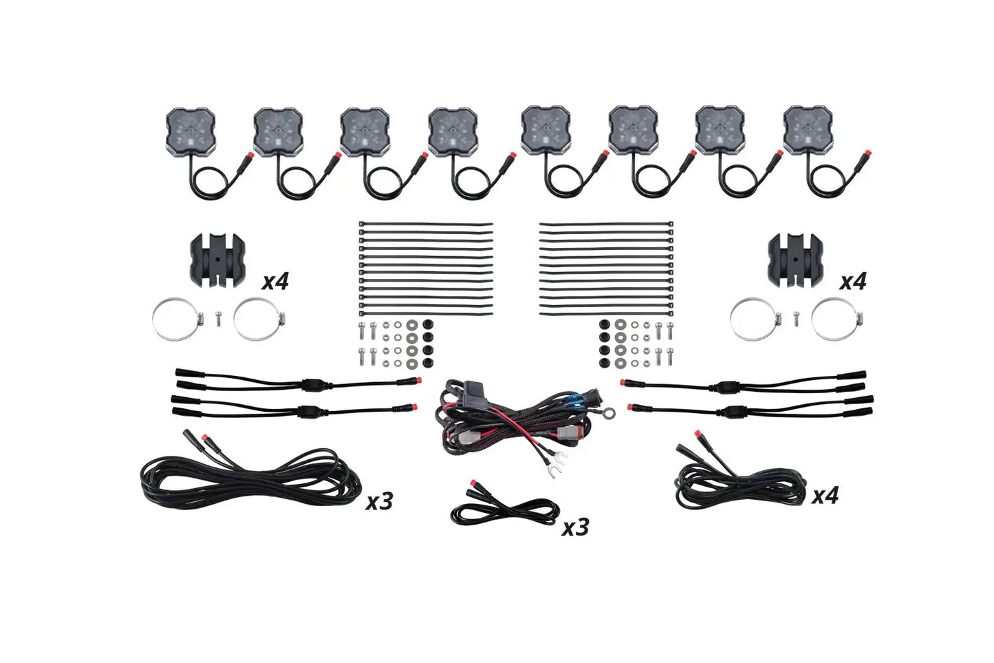 Diode Dynamics Stage Series Sxs Rock Light Installer Kit Rgbw M8 (8 Pack) - DD7753