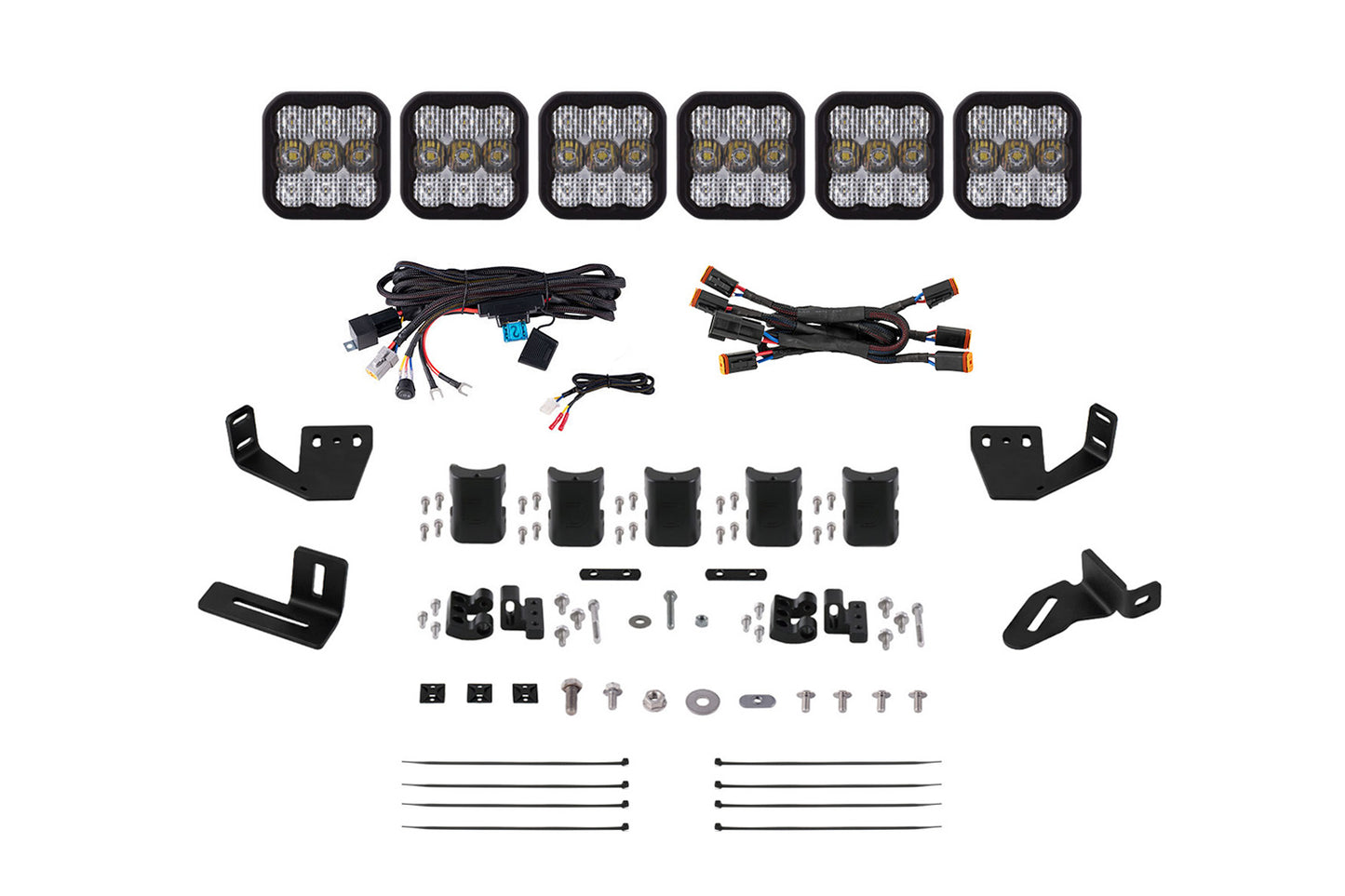 Diode Dynamics Ss5 6 Pod Cross Link Mounting Kit For Prinsu/Sherpa Roof Racks Pro White Combo - DD7820