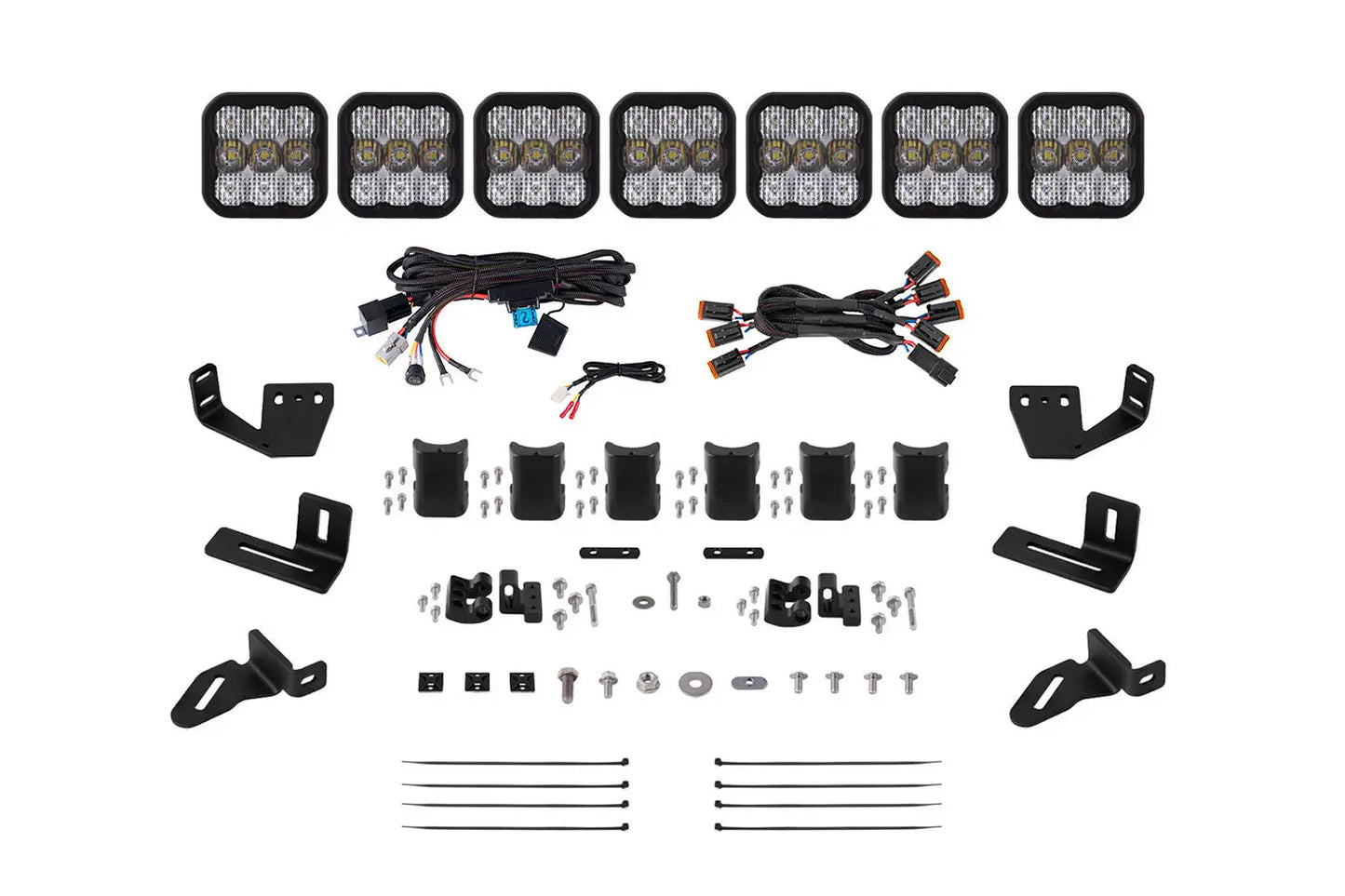 Diode Dynamics Ss5 7 Pod Cross Link Mounting Kit For Prinsu/Sherpa Roof Racks Pro White Combo - DD7828