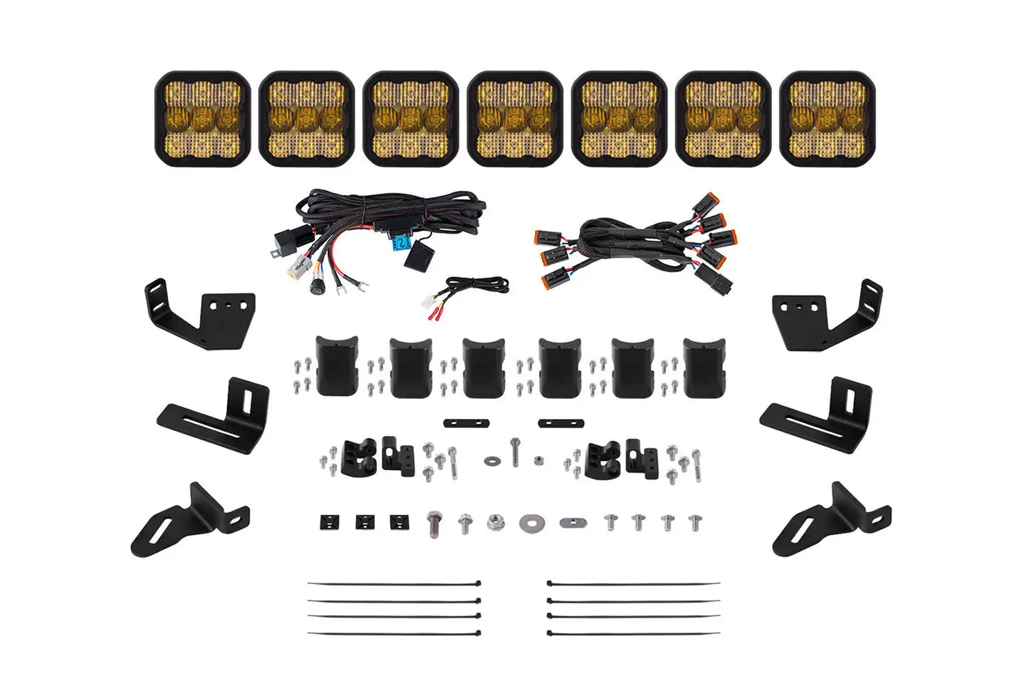 Diode Dynamics Ss5 7 Pod Cross Link Mounting Kit For Prinsu/Sherpa Roof Racks Pro Yellow Combo - DD7829