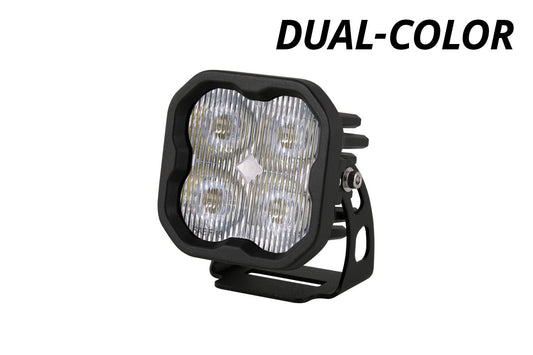 Diode Dynamics SS3 Dual-Color SAE LED Fog Light Pod with Amber Backlight – White & Yellow, Universal Mount (Single) - DD8932S