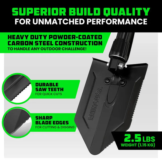 RHINO USA FOLDING RECOVERY SHOVEL W/PICK