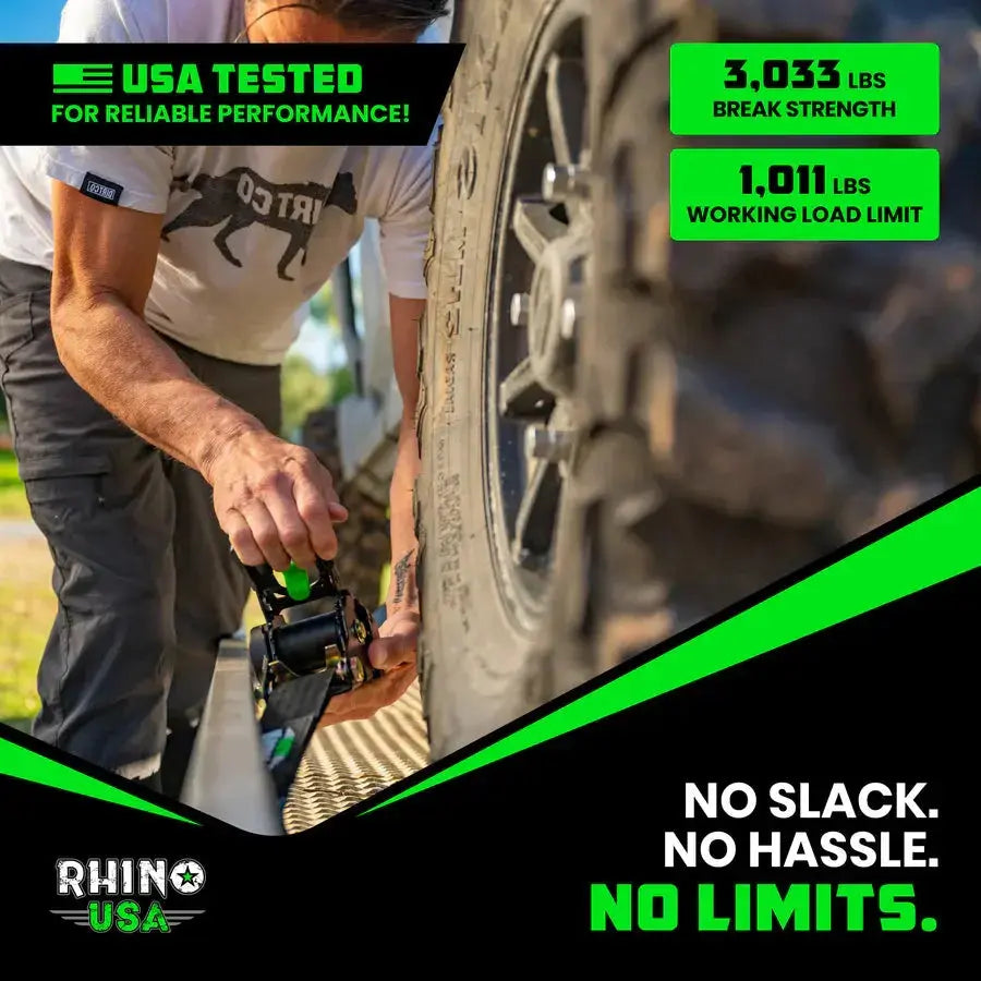 RHINO USA RETRACTABLE RATCHET STRAPS (2PK 2INX10FT) (BLACK) Rhino USA