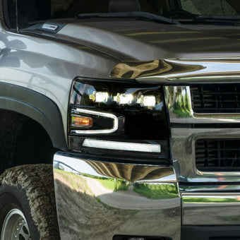compare product 2007–2013 Chevrolet Silverado Full LED Projector Headlights with Triple Bi-LED Projectors, Sequential Turn Signals & White DRL (Pair) | Form Lighting