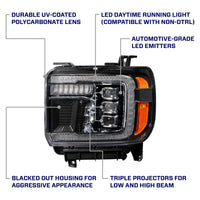 2014–2018 GMC Sierra 1500 and 2015-2019 GMC Sierra 2500 & 3500 Full LED Projector Headlights with Sequential Turn Signals & White DRL (Pair)