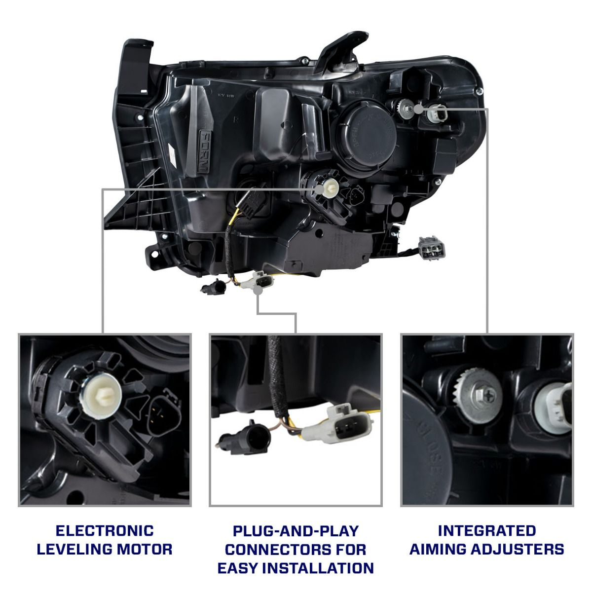 Form Lighting OEM-Style LED Headlights for 2014-2021 Toyota Tundra | Sequential Turn Signals, LED DRL &amp; Plug-and-Play Upgrade
