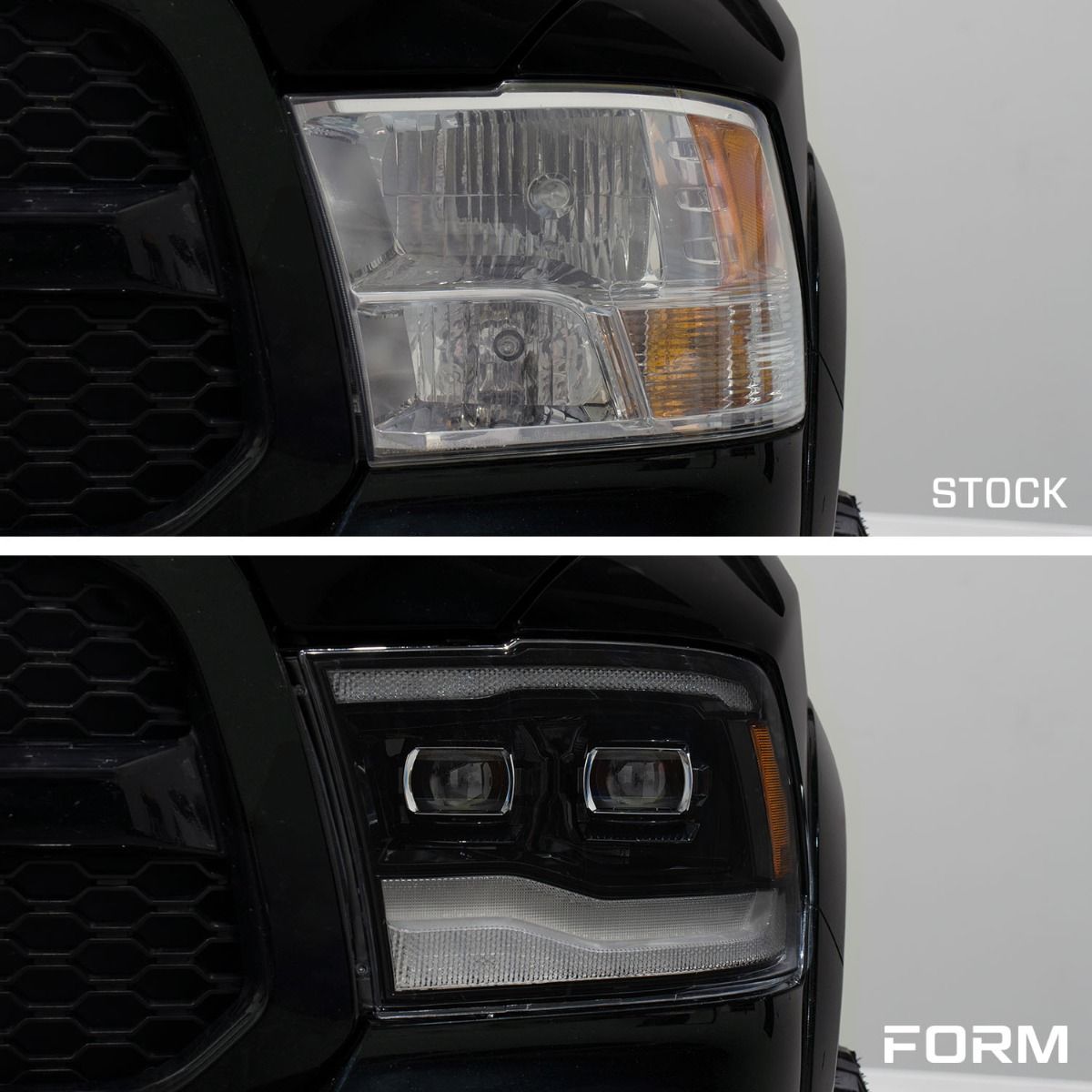 Form Lighting LED Projector Headlights for 2009–2024 Ram 1500, 2009-2018 Ram 2500 & 3500 (Pair) – Dual Bi-LED Projectors, Sequential Turn Signals & Startup Sequence
