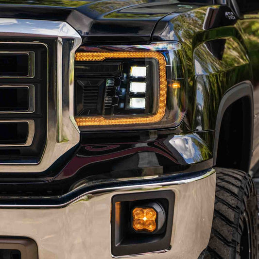 Form Lighting LED Projector Headlights with Amber DRL for 2014–2018 GMC Sierra 1500 (Pair) – Triple Bi-LED Projectors, Sequential Turn Signals & Startup Sequence