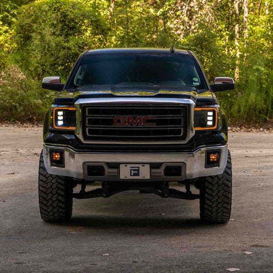 Form Lighting LED Projector Headlights with Amber DRL for 2014–2018 GMC Sierra 1500 (Pair) – Triple Bi-LED Projectors, Sequential Turn Signals & Startup Sequence