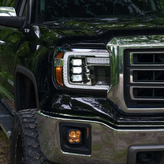2014–2018 GMC Sierra 1500 and 2015-2019 GMC Sierra 2500 & 3500 Full LED Projector Headlights with Sequential Turn Signals & White DRL (Pair)