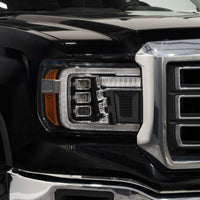 2014–2018 GMC Sierra 1500 and 2015-2019 GMC Sierra 2500 & 3500 Full LED Projector Headlights with Sequential Turn Signals & White DRL (Pair)