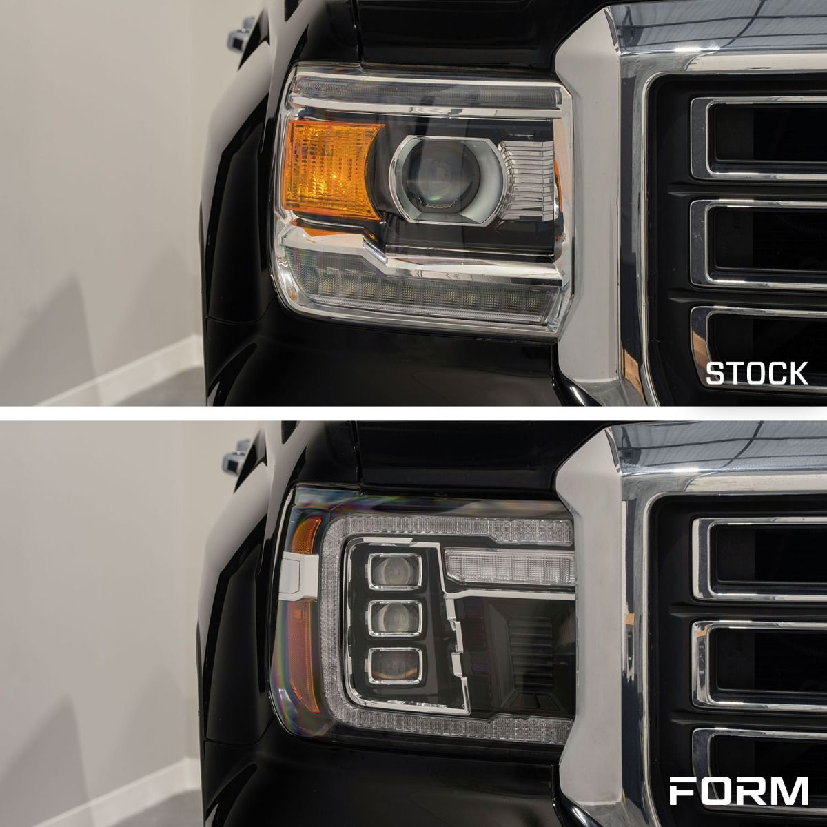 2014–2018 GMC Sierra 1500 and 2015-2019 GMC Sierra 2500 & 3500 Full LED Projector Headlights with Sequential Turn Signals & White DRL (Pair)