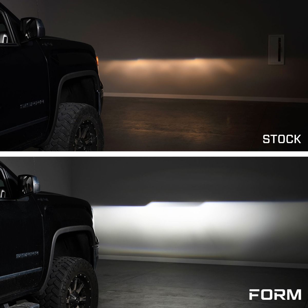 Form Lighting LED Projector Headlights with Amber DRL for 2014–2018 GMC Sierra 1500 (Pair) – Triple Bi-LED Projectors, Sequential Turn Signals & Startup Sequence