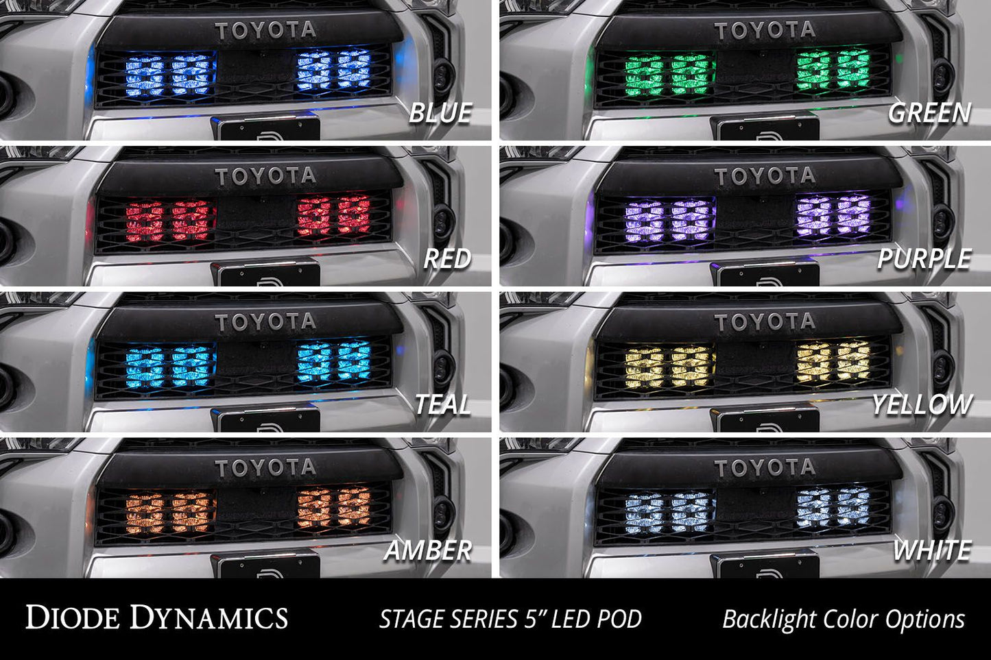 Diode Dynamics SS5 Stealth Grille LED Pod Kit for 2014-2024 Toyota 4Runner