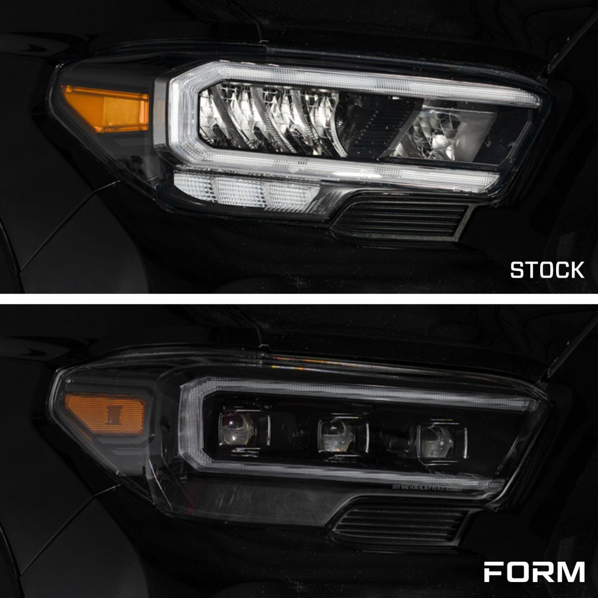Form Lighting Sequential LED Headlights for 2016-2023 Toyota Tacoma | Triple Bi-LED Projectors, Selectable White/Amber DRL, Sequential Turn Signals