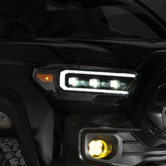 Form Lighting Sequential LED Headlights for 2016-2023 Toyota Tacoma | Triple Bi-LED Projectors, Selectable White/Amber DRL, Sequential Turn Signals