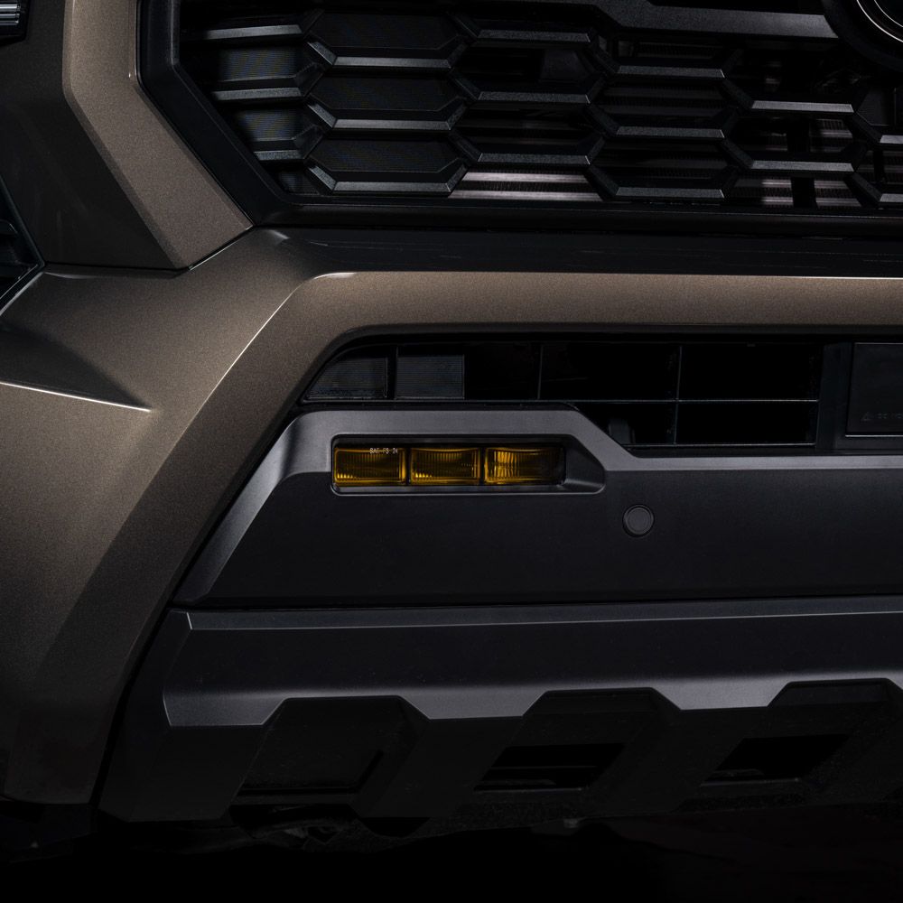 Toyota Tacoma closeup of grille with Form Lighting Fog Light Installed