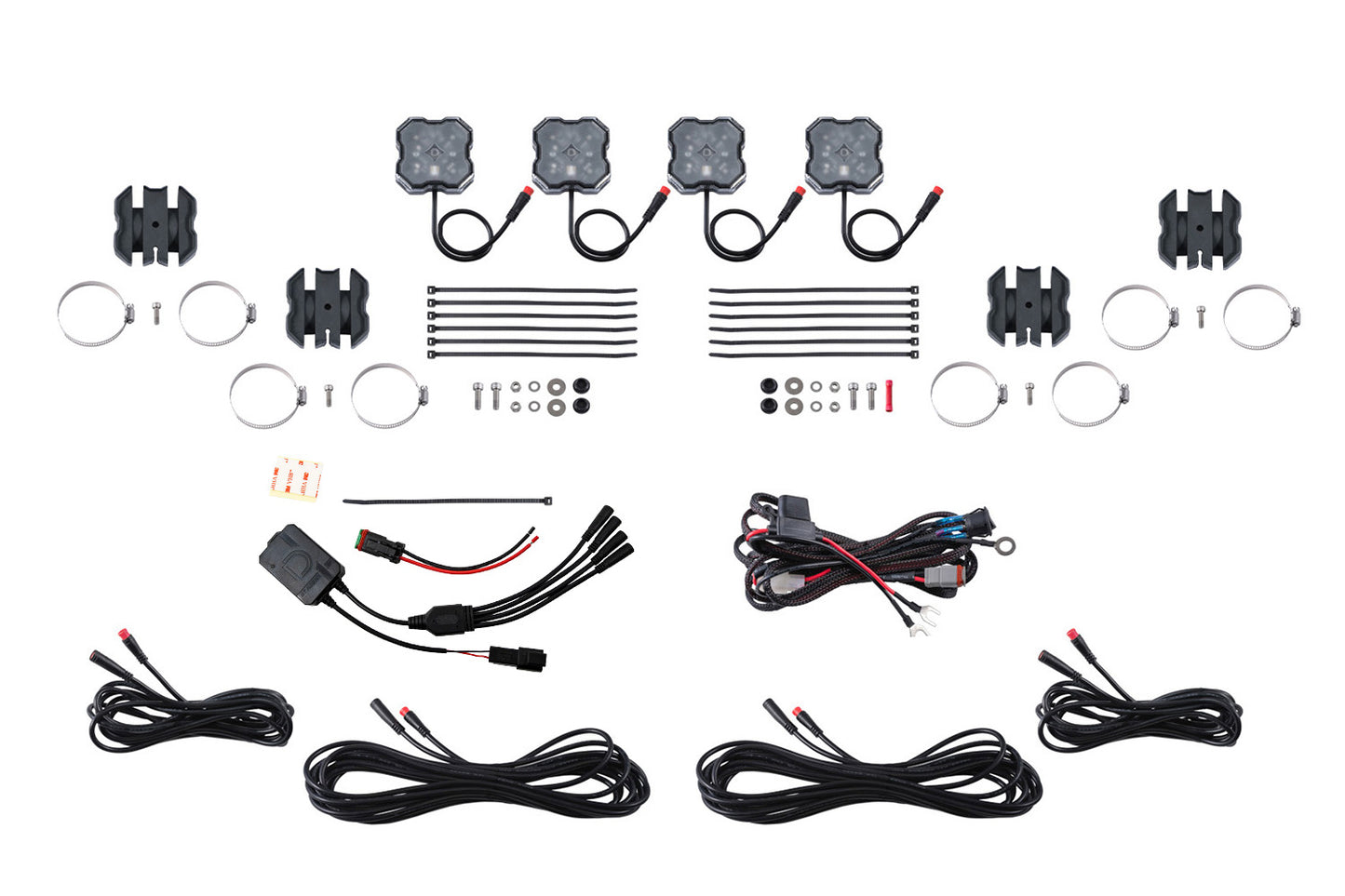 Diode Dynamics Stage Series Sxs Rock Light Installer Kit  Rgbw M8 W/Controller (4 Pack) - DD7751C