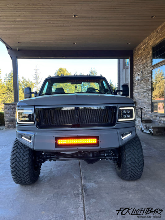 FCKLightBars Dual Purpose Chase Bar LED Light Bar with Amber/White Strobe & Wireless Controller (20-Inch–50-Inch)