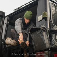 Luno Magnetic Can Cooler attached to overland vehicle for camping