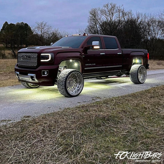 FCKLightBars Pure White LED Rock Light Kit – 1,600 Lumens Per Light, IP69 Waterproof, 6000K Off-Road Underbody Lights (4–40 Light Kits)
