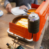Luno Magnetic Can Cooler attached to camp cooking setup
