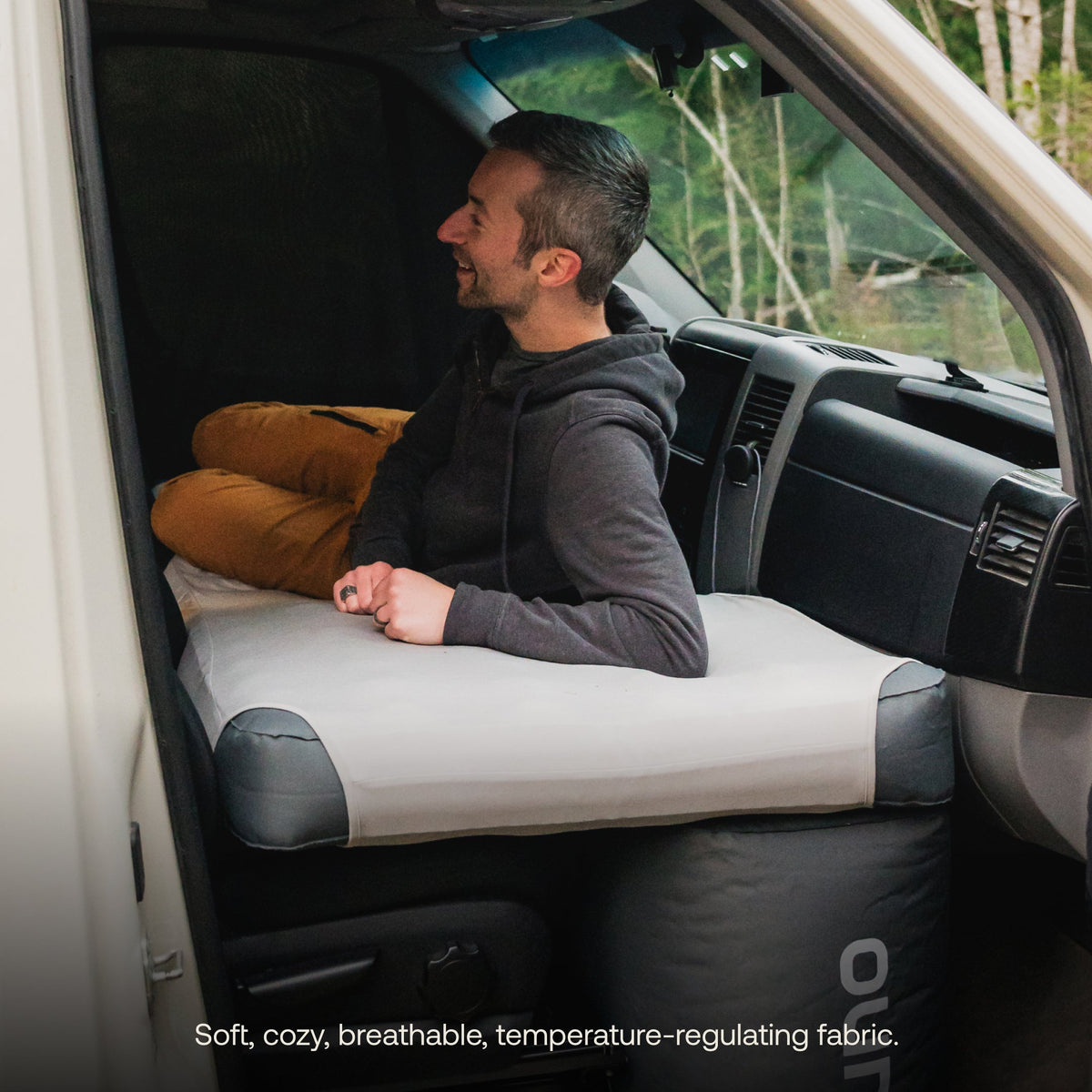 Luno AIR Van Front Cab Mattress Fitted Sheet with soft breathable fabric for van camping