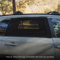Luno Car Window Screen installed on SUV rear window for airflow and bug protection