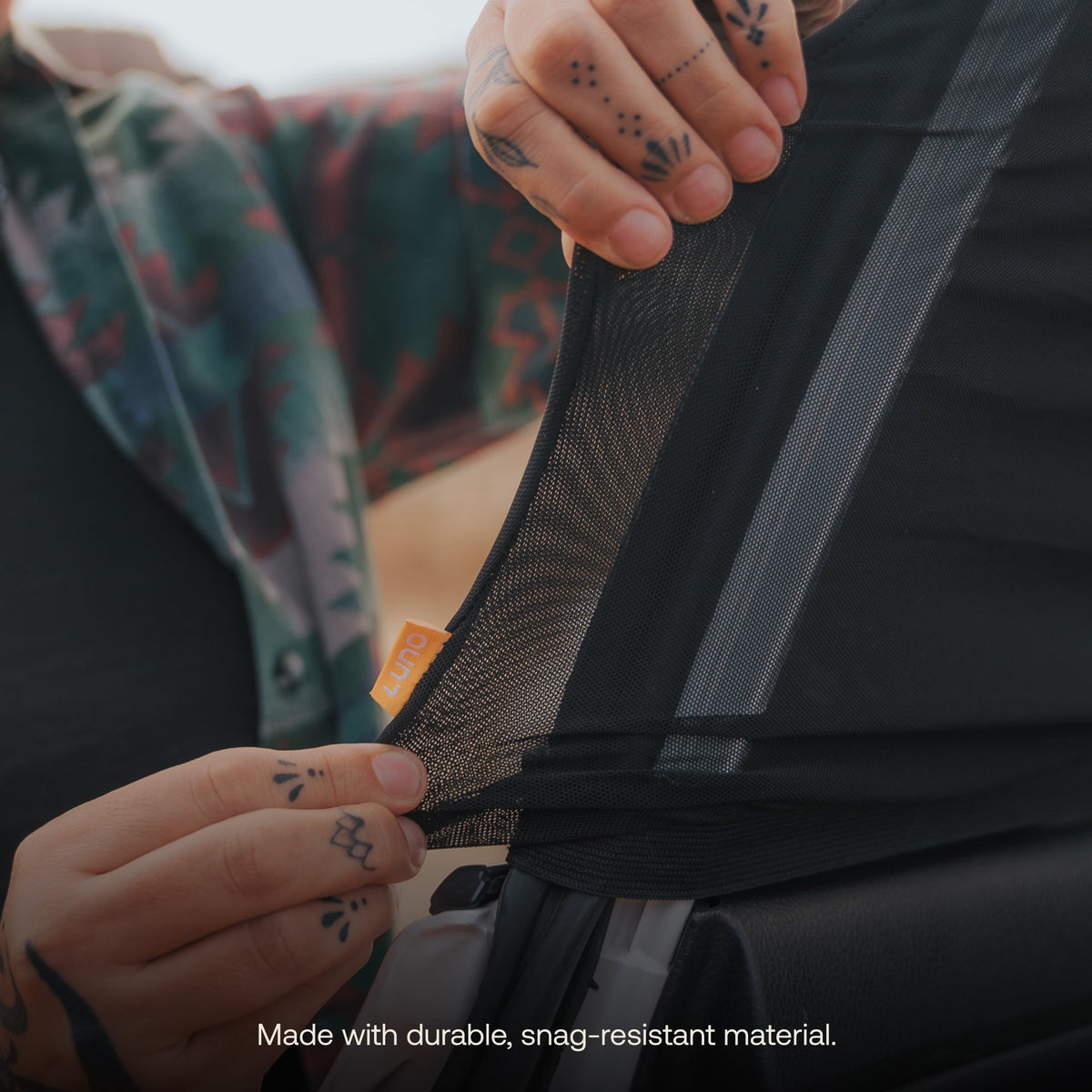 Luno Car Window Screen durable snag-resistant mesh material close-up