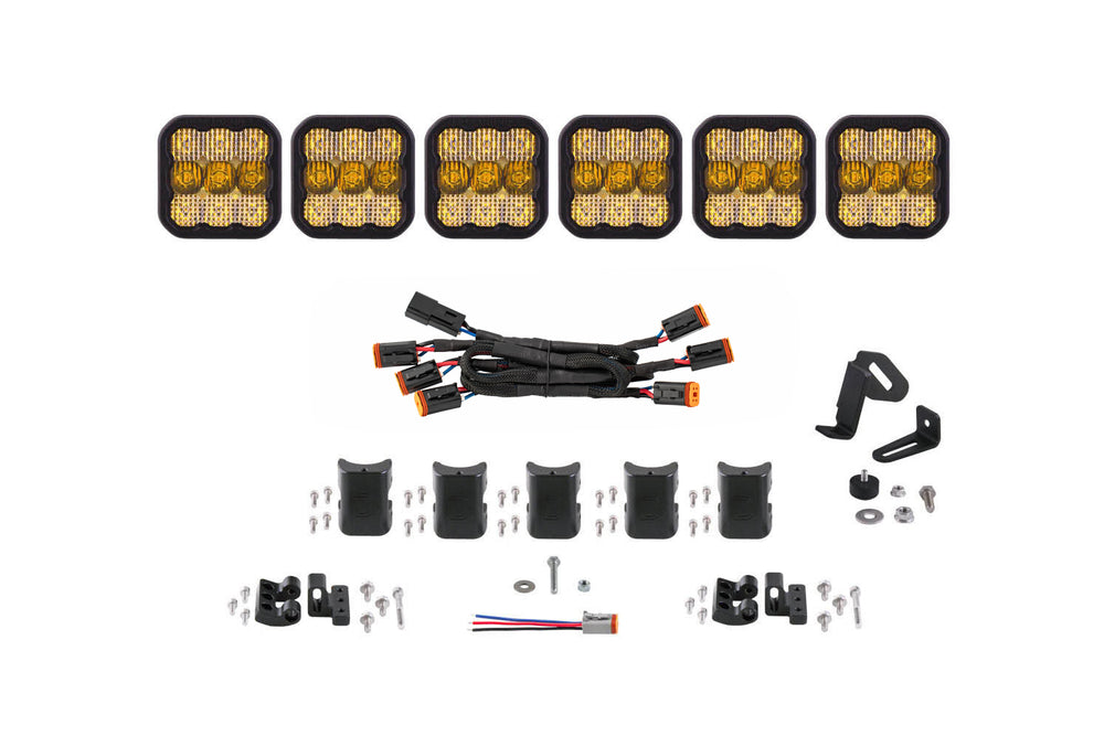 Diode Dynamics Ss5 Sport Universal Cross Link 6 Pod Lightbar Yellow Combo - DD6799
