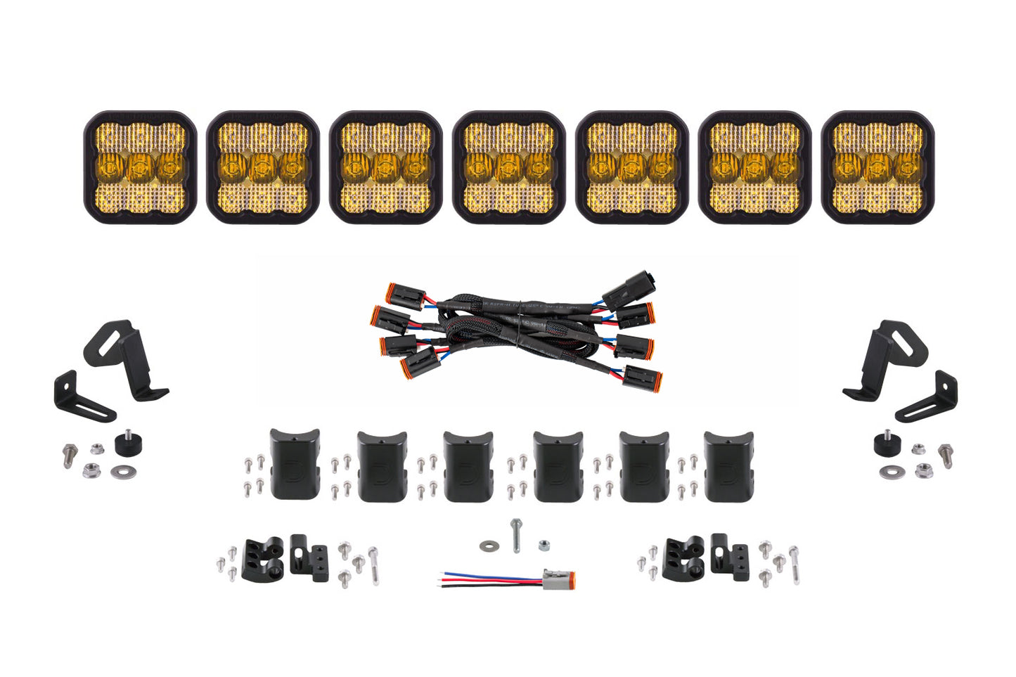 Diode Dynamics Ss5 Sport Universal Cross Link 7 Pod Lightbar Yellow Combo - DD6801