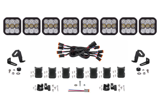 Diode Dynamics Ss5 Sport Universal Cross Link 8 Pod Lightbar White Combo - DD6802