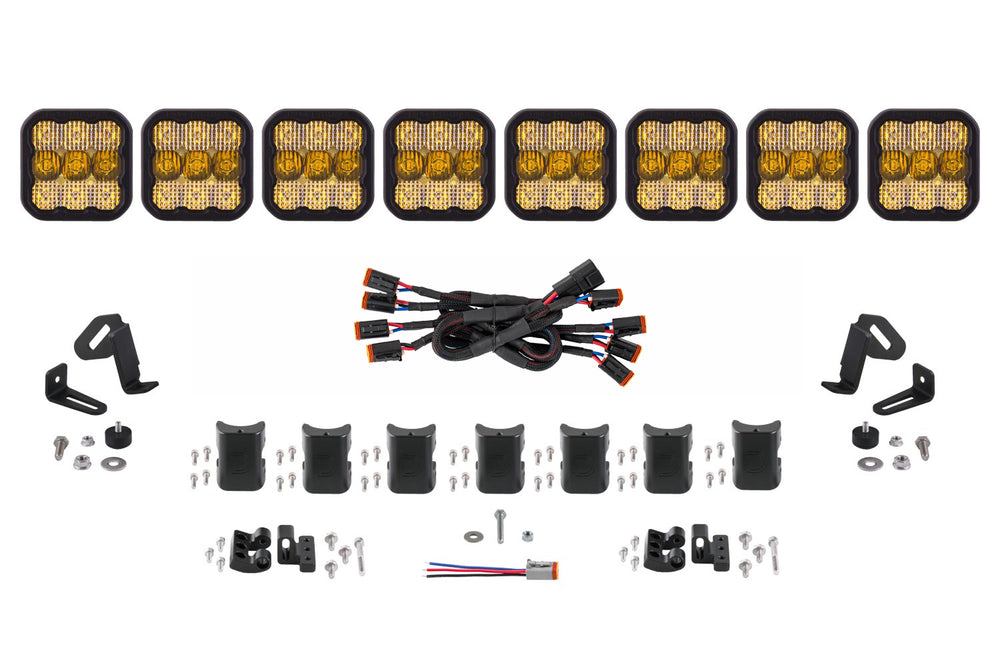 Diode Dynamics Ss5 Sport Universal Cross Link 8 Pod Lightbar Yellow Combo - DD6803