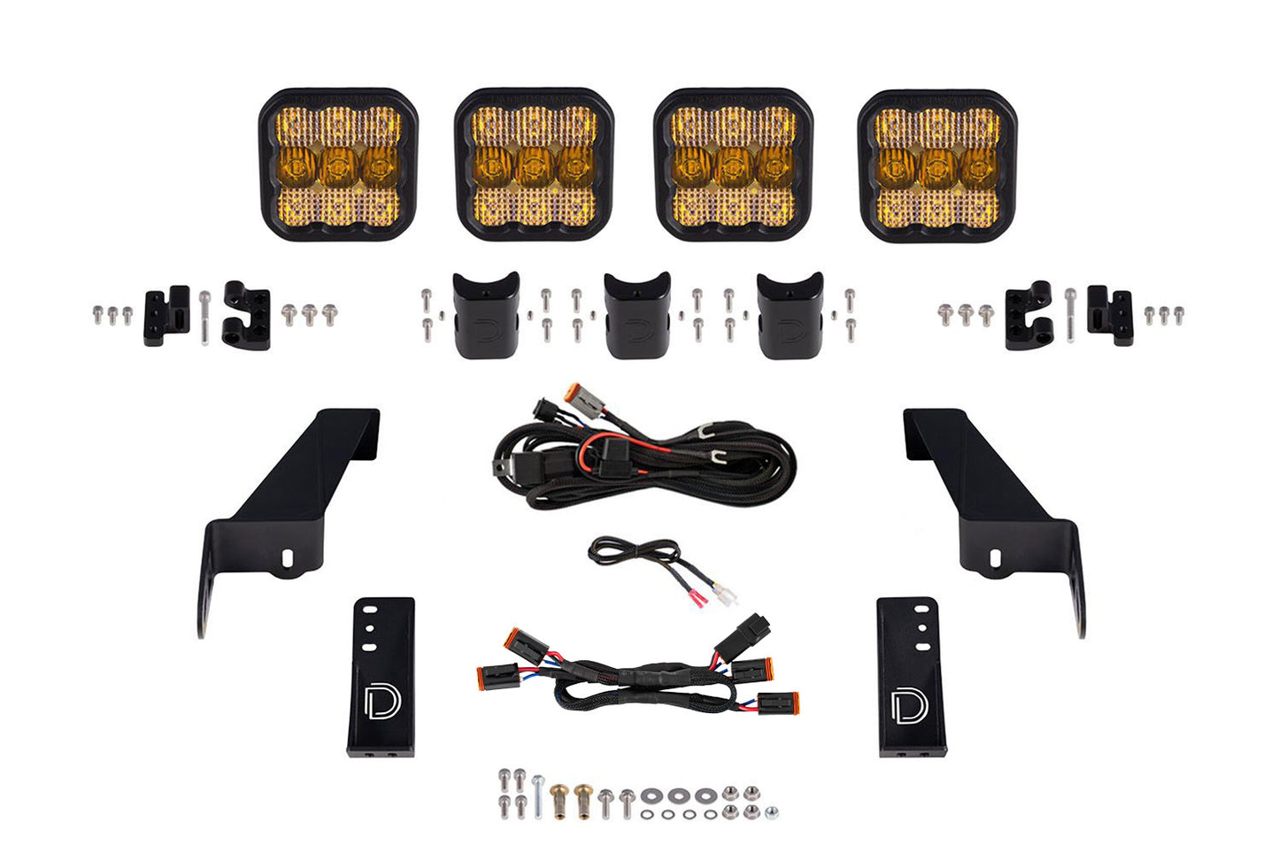Diode Dynamics Jeep Jl Ss5 4 Pod Cross Link Grille Lightbar Kit  Sport Yellow Combo - DD6827