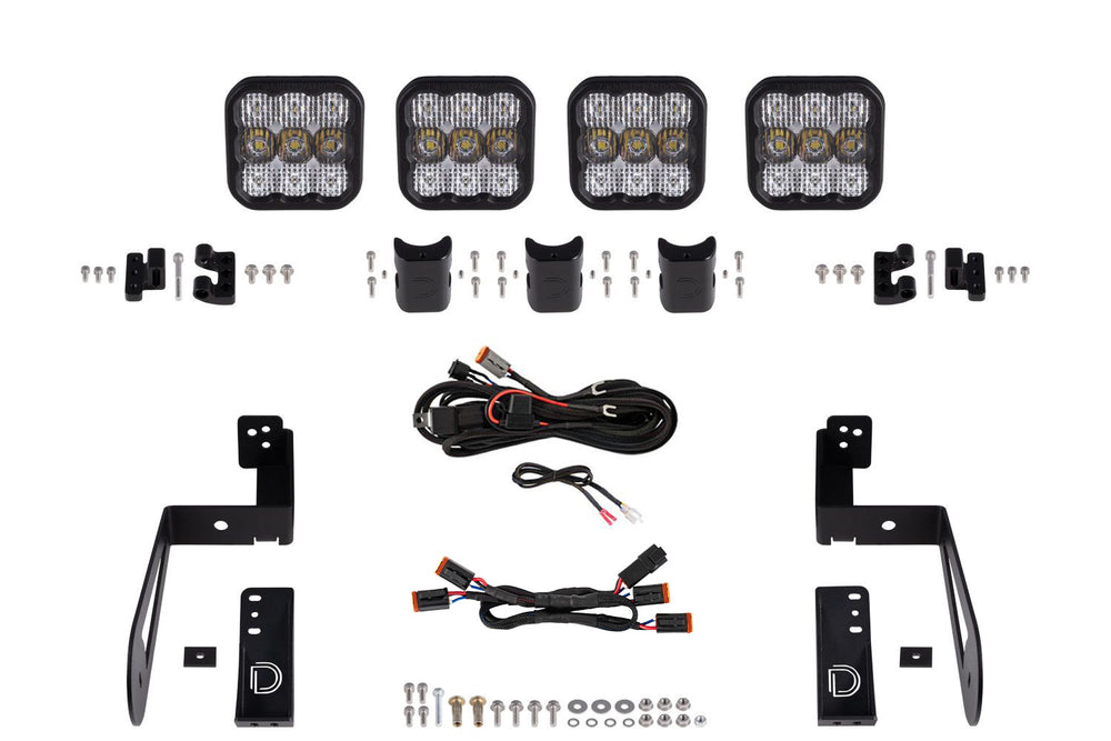 Diode Dynamics Jeep Jk Ss5 4 Pod Cross Link Grille Lightbar Kit  Sport White Combo - DD7229