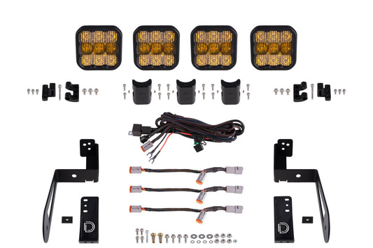Diode Dynamics Jeep Jk Ss5 4 Pod Cross Link Grille Lightbar Kit  Sport Yellow Combo - DD7230